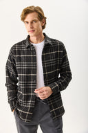 Erkek Regular Fit Ekose Gömlek - Siyah