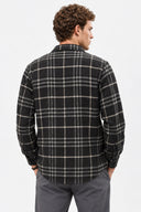 Erkek Regular Fit Ekose Gömlek-Siyah