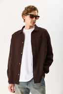 Erkek Regular Fit Gabardin Gömlek %100 Pamuk - Kahverengi