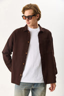 Erkek Regular Fit Gabardin Gömlek %100 Pamuk - Kahverengi