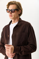 Erkek Regular Fit Gabardin Gömlek %100 Pamuk - Kahverengi