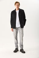 Erkek Regular Fit İnce Kadife Gömlek %100 Pamuk - Siyah