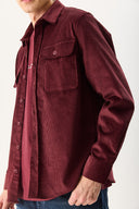 Erkek Regular Fit Kadife Dış Gömlek %100 Pamuk - Bordo