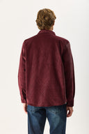 Erkek Regular Fit Kadife Dış Gömlek %100 Pamuk - Bordo