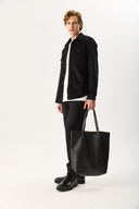 Erkek Regular Fit Kadife Dış Gömlek %100 Pamuk - Siyah