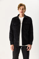 Erkek Regular Fit Kadife Dış Gömlek %100 Pamuk - Siyah