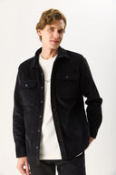 Erkek Regular Fit Kadife Dış Gömlek %100 Pamuk - Siyah