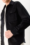 Erkek Regular Fit Kadife Dış Gömlek %100 Pamuk - Siyah