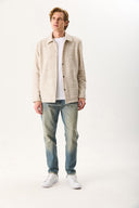 Erkek Regular Fit Önü Çıtçıtlı Yünlü Ceket - Gri