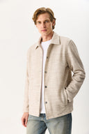 Erkek Regular Fit Önü Çıtçıtlı Yünlü Ceket - Gri