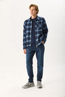 Erkek Regular Fit Önü Fermuarlı Desenli Ceket - Lacivert