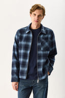 Erkek Regular Fit Önü Fermuarlı Desenli Ceket - Lacivert