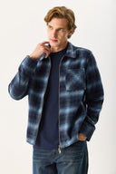 Erkek Regular Fit Önü Fermuarlı Desenli Ceket - Lacivert