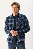Erkek Regular Fit Önü Fermuarlı Desenli Ceket - Lacivert