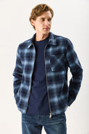 Erkek Regular Fit Önü Fermuarlı Desenli Ceket - Lacivert