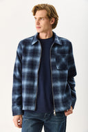 Erkek Regular Fit Önü Fermuarlı Desenli Ceket - Lacivert