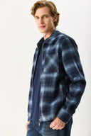 Erkek Regular Fit Önü Fermuarlı Desenli Ceket - Lacivert