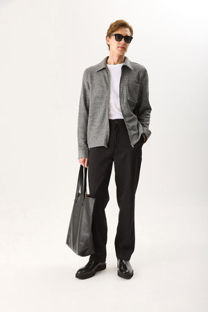 Erkek Regular Fit Önü Fermuarlı Yünlü Ceket - Antrasit