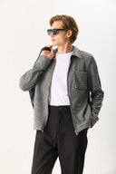 Erkek Regular Fit Önü Fermuarlı Yünlü Ceket - Antrasit