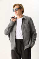 Erkek Regular Fit Önü Fermuarlı Yünlü Ceket - Antrasit