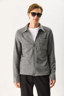 Erkek Regular Fit Önü Fermuarlı Yünlü Ceket - Antrasit