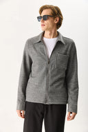 Erkek Regular Fit Önü Fermuarlı Yünlü Ceket - Antrasit