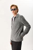 Erkek Regular Fit Önü Fermuarlı Yünlü Ceket - Antrasit