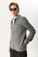 Erkek Regular Fit Önü Fermuarlı Yünlü Ceket - Antrasit