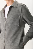 Erkek Regular Fit Önü Fermuarlı Yünlü Ceket - Antrasit