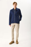 Erkek Regular Fit Önü Fermuarlı Yünlü Ceket - Lacivert