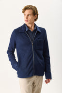 Erkek Regular Fit Önü Fermuarlı Yünlü Ceket - Lacivert