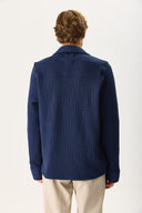 Erkek Regular Fit Önü Fermuarlı Yünlü Ceket - Lacivert