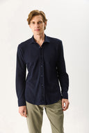 Erkek Regular Fit Pike Örme Gömlek %100 Pamuk - Lacivert