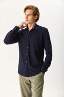 Erkek Regular Fit Pike Örme Gömlek %100 Pamuk - Lacivert