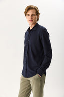 Erkek Regular Fit Pike Örme Gömlek %100 Pamuk - Lacivert