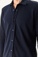 Erkek Regular Fit Pike Örme Gömlek %100 Pamuk - Lacivert