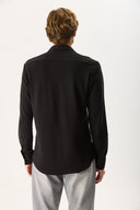 Erkek Regular Fit Pike Örme Gömlek %100 Pamuk - Siyah