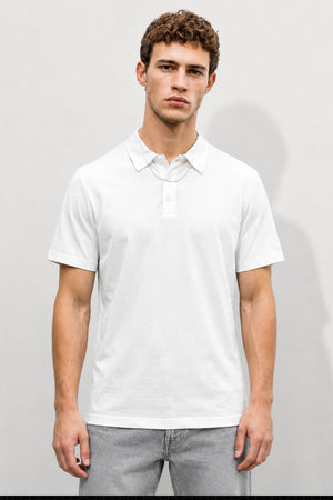 Erkek Regular Fit Polo Yakalı Tişört-Beyaz