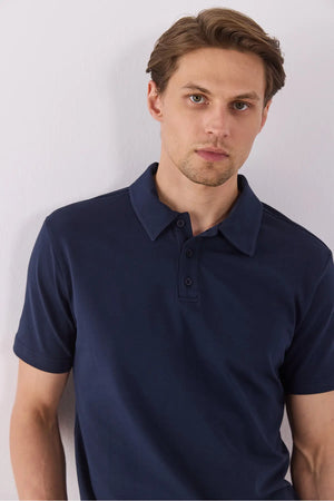 Erkek Regular Fit Polo Yakalı Tişört - Lacivert