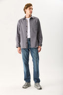 Erkek Regular Fit Yıkamalı Cep Detaylı Gömlek - Gri