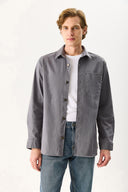 Erkek Regular Fit Yıkamalı Cep Detaylı Gömlek - Gri