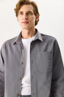 Erkek Regular Fit Yıkamalı Cep Detaylı Gömlek - Gri
