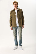 Erkek Regular Fit Yıkamalı Cep Detaylı Gömlek - Haki