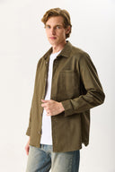 Erkek Regular Fit Yıkamalı Cep Detaylı Gömlek - Haki