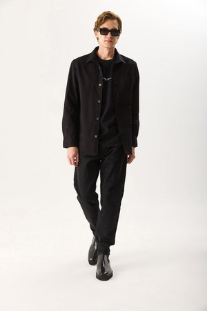 Erkek Regular Fit Yıkamalı Cep Detaylı Gömlek - Siyah