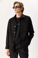 Erkek Regular Fit Yıkamalı Cep Detaylı Gömlek - Siyah