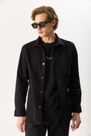 Erkek Regular Fit Yıkamalı Cep Detaylı Gömlek - Siyah