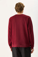 Erkek Rich Bisiklet Yaka Regular Fit 3 İplik Basic Sweatshirt %100 Pamuk - Bordo