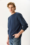 Erkek Rich Bisiklet Yaka Regular Fit 3 İplik Basic Sweatshirt %100 Pamuk - Lacivert