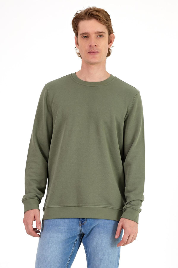 Rich Bisiklet Yaka Regular Fit 3 İplik Sweatshirt - HAKİ